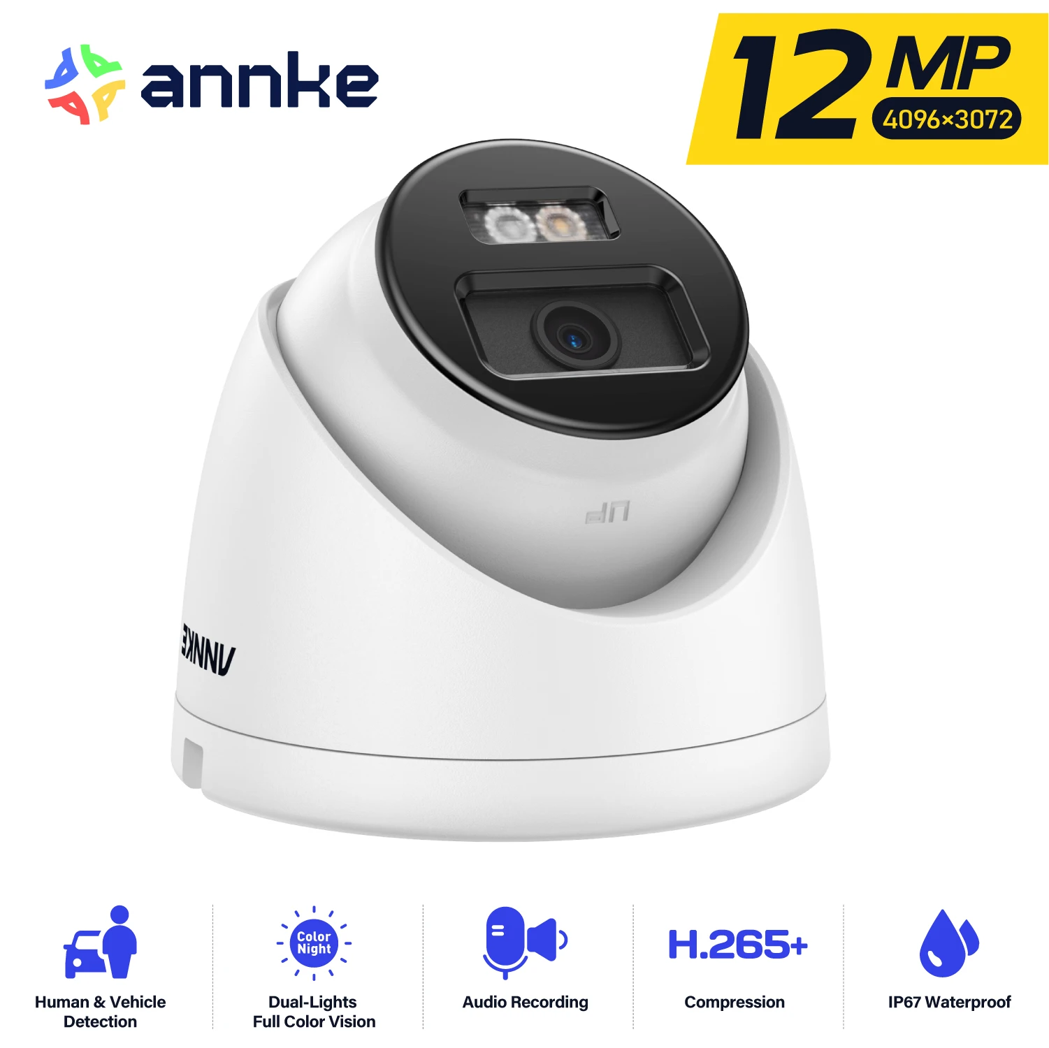 ANNKE 12MP Security Camera Smart Dual Light IR Night Vision Built-in Mic Motion Detection Network Camera CCTV Video Surveillance