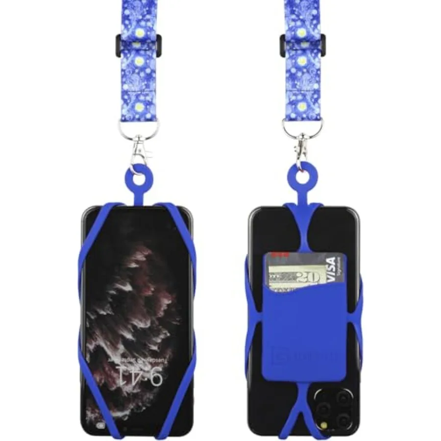 

Cell Phone Lanyard - Universal Mobile Phone Lanyard with Case Holder, Card Pocket, Soft Neck Strap, and Adjustable Clip - Compa