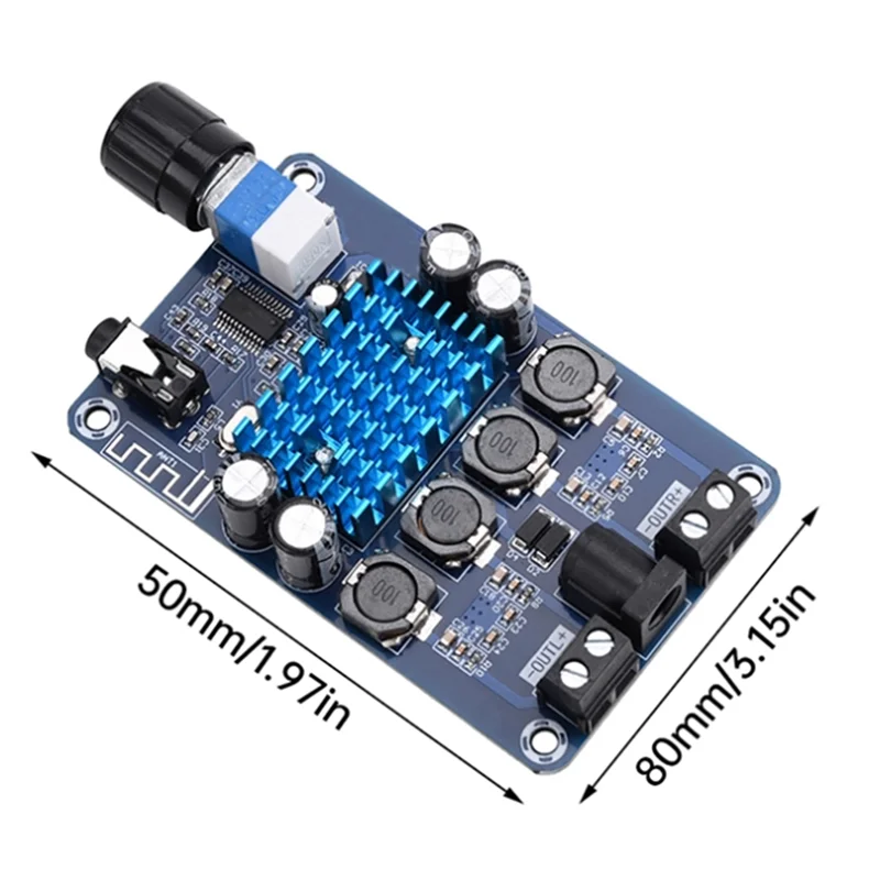 DIGIT-XH-A318 Dual Channel Digital Power Amplifier Board DC12-24V 2X  50W Audio Amplifier TPA3116D2 Bluetooth High-Power