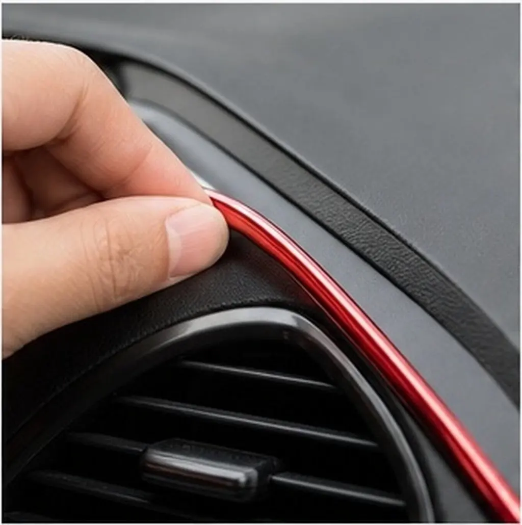 5M Car Interior Trim Strip Flexible Decorative Filler Seal Trim Strip Red Electroplating Stylish Auto Mouldings for Car
