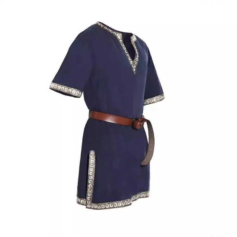 Children's Renaissance Medieval Vintage V-Neck Short Sleeve Medium Long Shirt