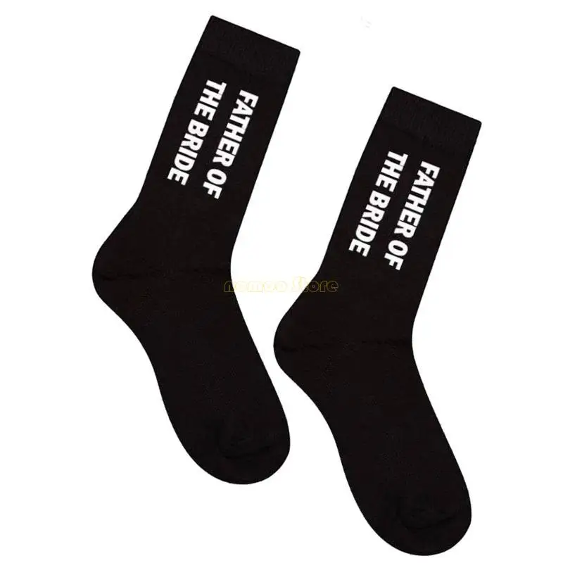 

31BF Fashionable Socks with Creative Letters for Weddings Party Father of the Grooms and Bride Cotton Socks Party