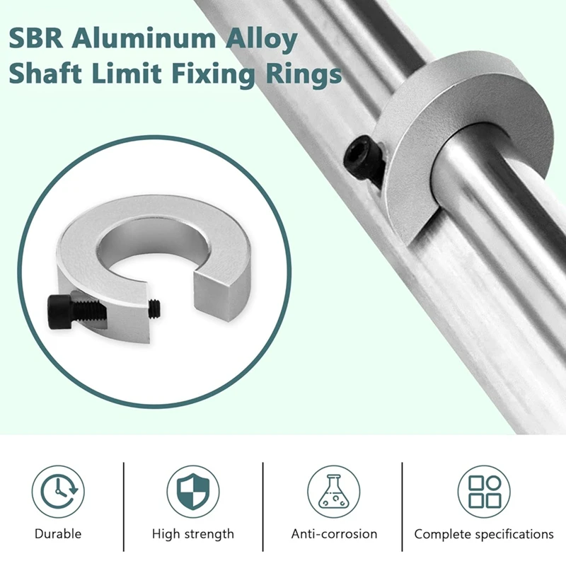 8 buah SBR16 kerah penghenti rel linier cincin penguat batas poros paduan aluminium dengan kunci pas, kerah Stop poros rel Linear-FS-PHFU