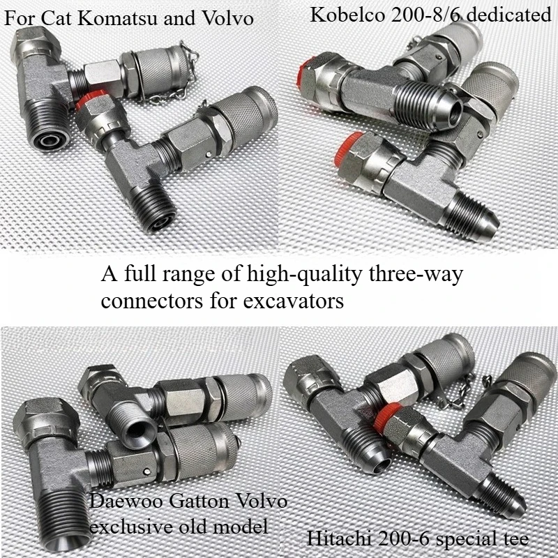

Pressure Measurement Three-way Joint Pilot Pump Test Pressure Gauge Distribution Valve Hydraulic Gauge for Cat Quick Joint