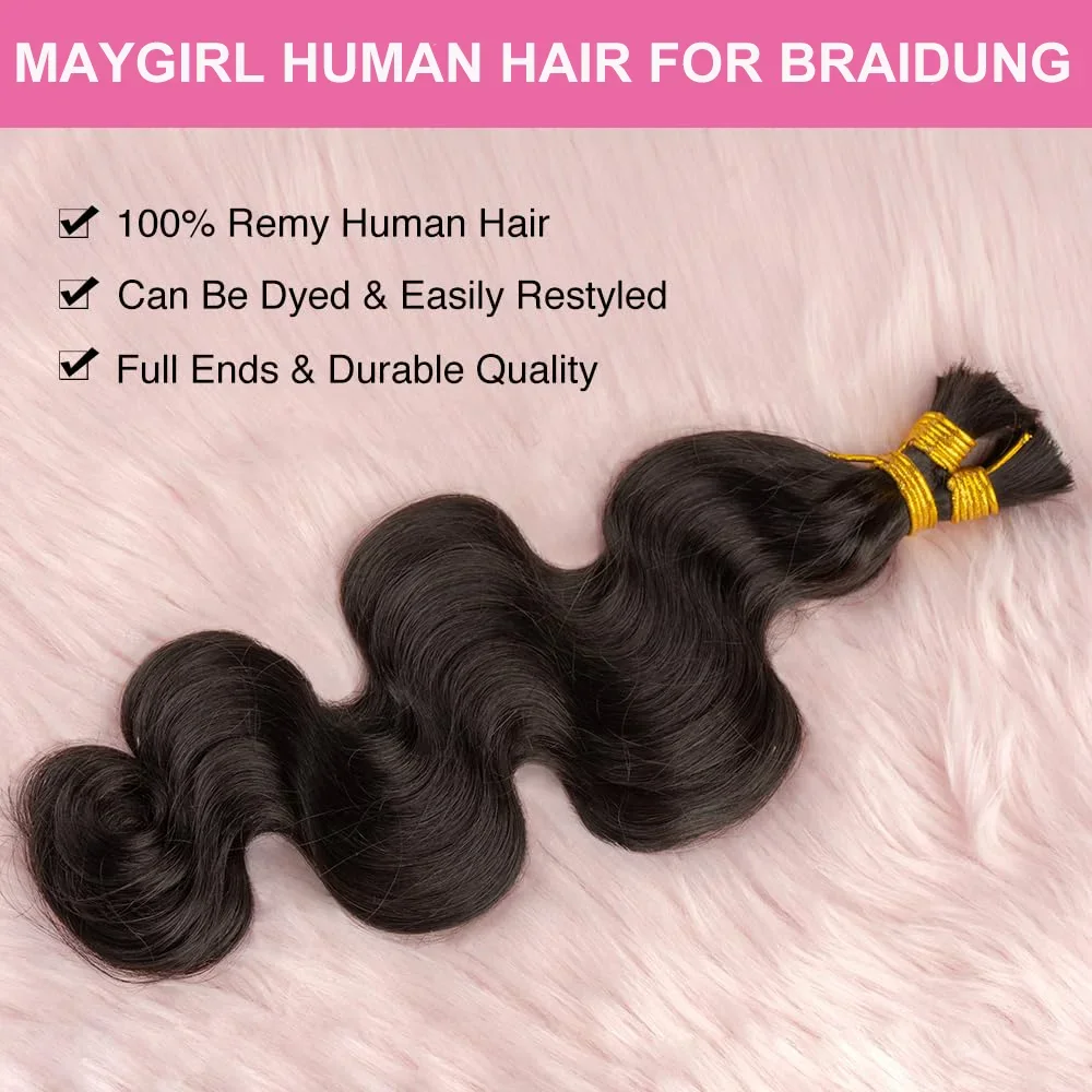 Body Wave Braiding Hair Human Hair Double Drawn Bulk Human Hair For Braiding No Weft Bundles For Boho Knotless Braids Wholesale
