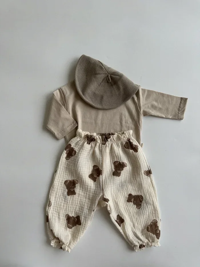 Bio-Baumwoll-Musselin-Hosen für Babys, süße Capri-Hosen mit Muster, weiche, leichte Hosen für Neugeborene und Kleinkinder, für alle Jahreszeiten. – Detail 15