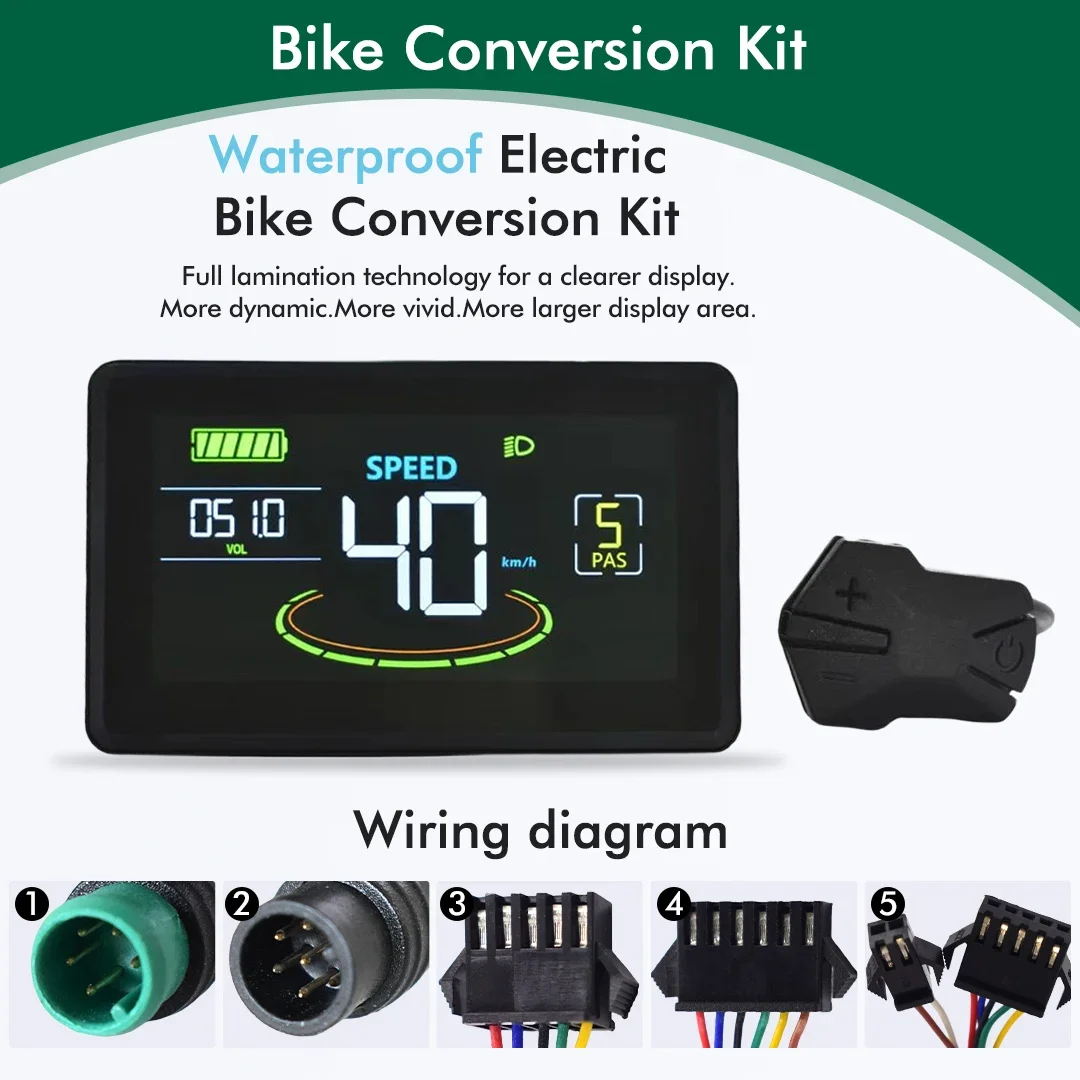 H6C Elektrische Fahrrad Bunte LCD Display Meter 24V-60V SM/Wasserdichte Verbindung Stecker Ebike