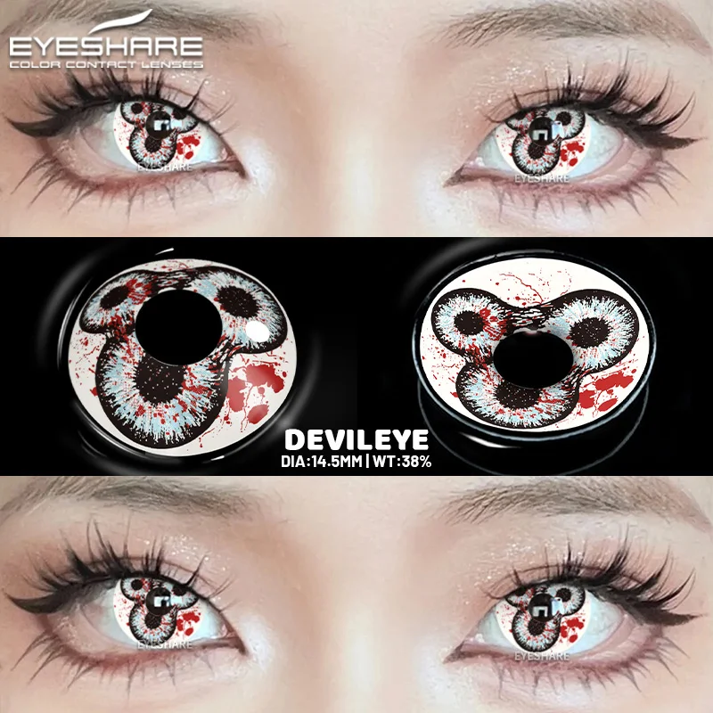 EYESHARE Cosplay Wit Gekleurde Contactlenzen 2 stks Crazy Red Contactlenzen Anime Zwarte Ooglenzen Halloween Schoonheid Make-up Lens