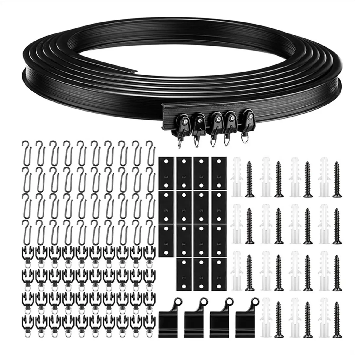 A78I Bendable Ceiling Smooth Rails with Mounting Hooks and Rollers RV Curtain Spacer for Dormitory Living Room Kitchen