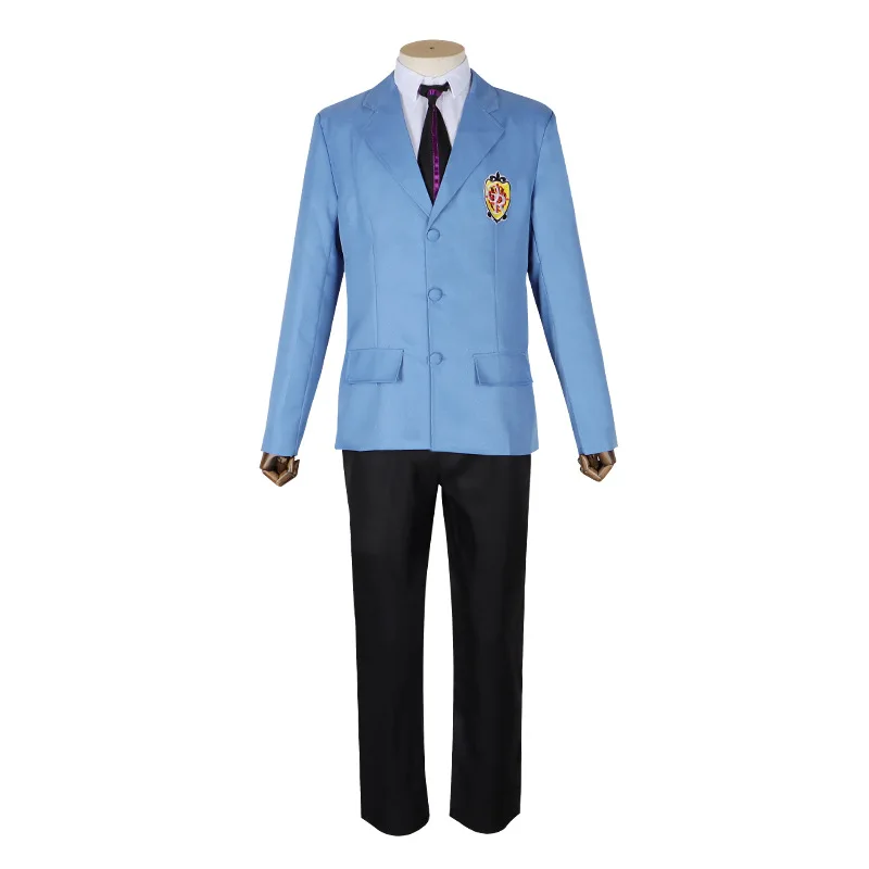 Ouran High School Host Club Cosplay Uniform School Boy Haruhi Kyoya Hikaru Takashi Girl Uniform Cosplay Costume Blue Jacket+Tie