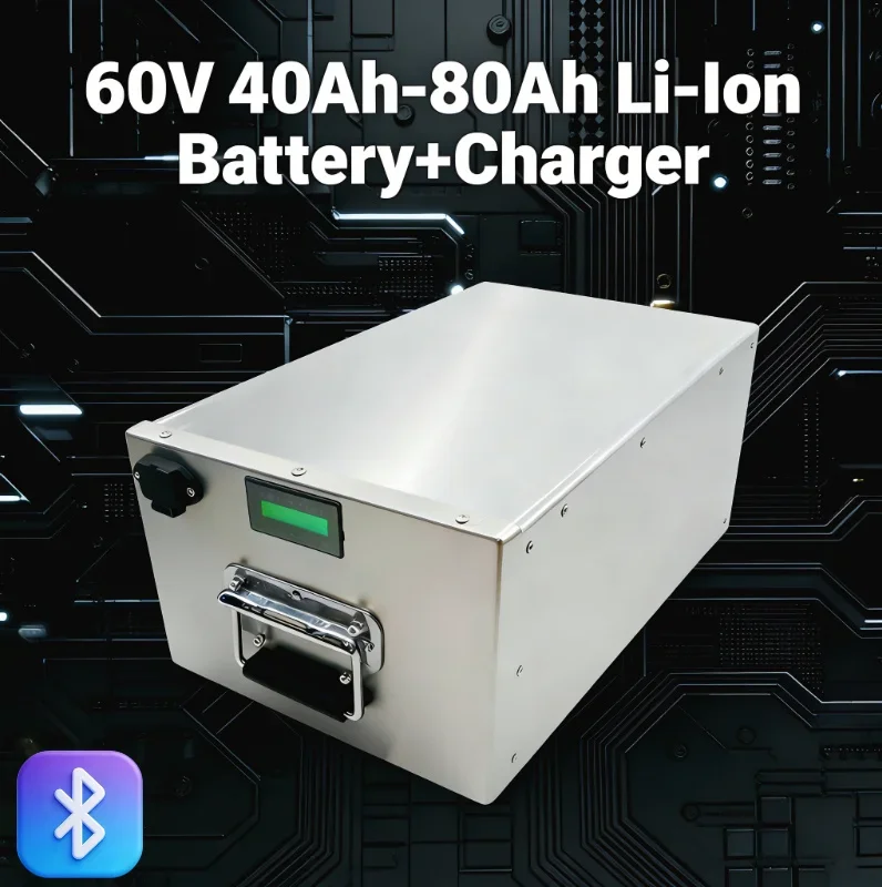 60V 40-80Ah Custom-Fit Lithium-Ion Battery | 6000W High Power for Golf Cart, Solar, Tricycle | Built-in BMS & Charger