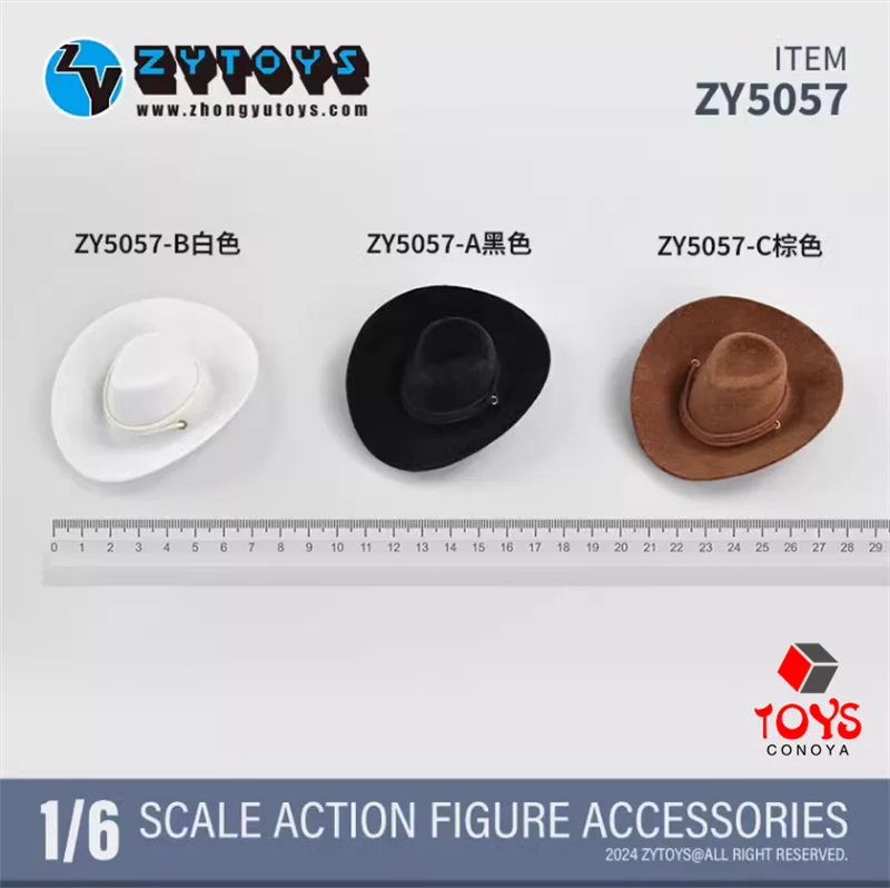 ZYTOYS-Casual Cor Sólida Chapéu Cowboy, Modelo de Acessórios de Roupa, Fit 12 ''Soldado, Action Figure Corpo, 1/6 Escala, Masculino, Chapéu De Cowboy