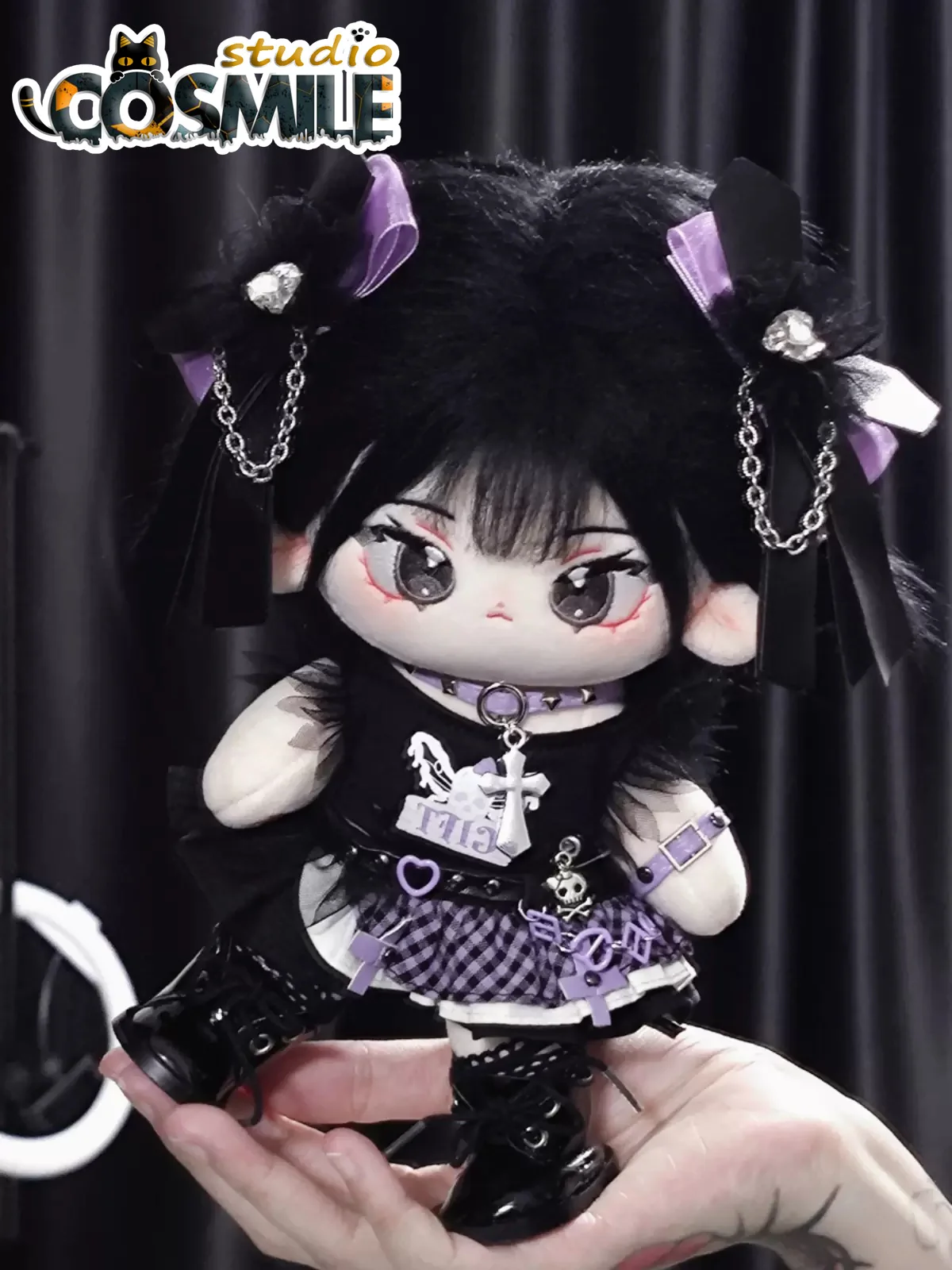 Kpop Star Genki Idol Little Witch Cool Girl Purple Skirt Dress for 20cm Plush Doll Clothes Clothing Costume DJ Sa