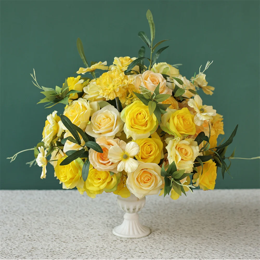 

Crafted Artificial Flowers Ball Wedding Decoration Centre De Table Mariage Orange Rose Centerpiece Kunstbloemen Decor HY2435
