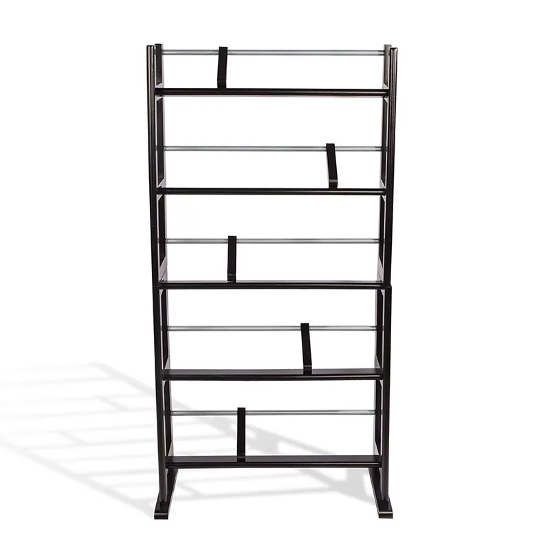 Media Storage Rack with Sliding Dividers in Espresso Brown