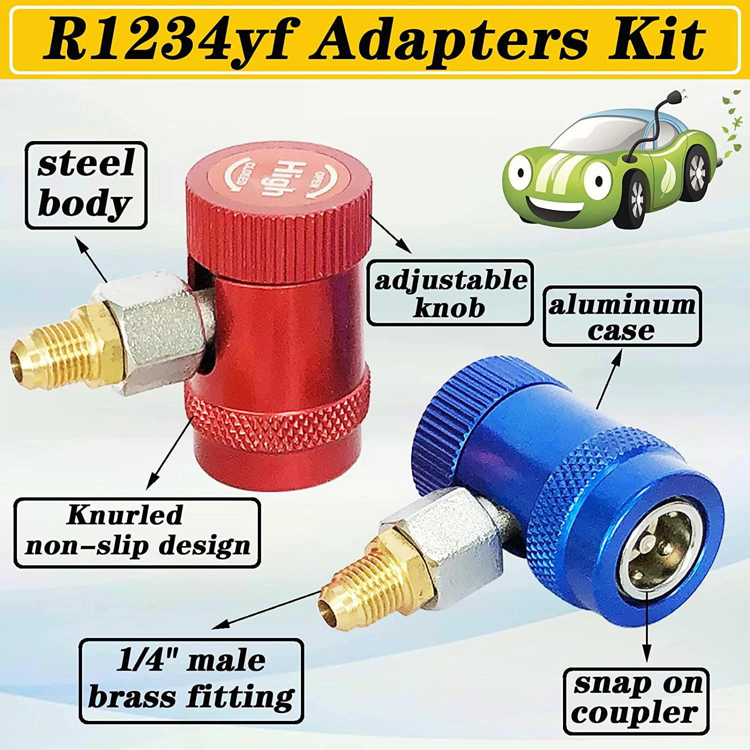 

R1234yf Quick Connector Adapter Auto AC High/Low Side R1234yf Quick Couplers Refrigerant Adapters Conversion Kit