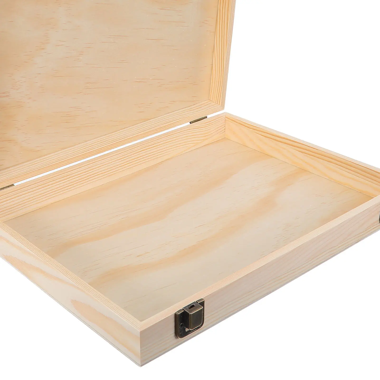 Wood Storage Box Solid Wood Unfinished Hinged Lid Craft Chest Jewelry Keeper Keepsake Organizer Decorative Box