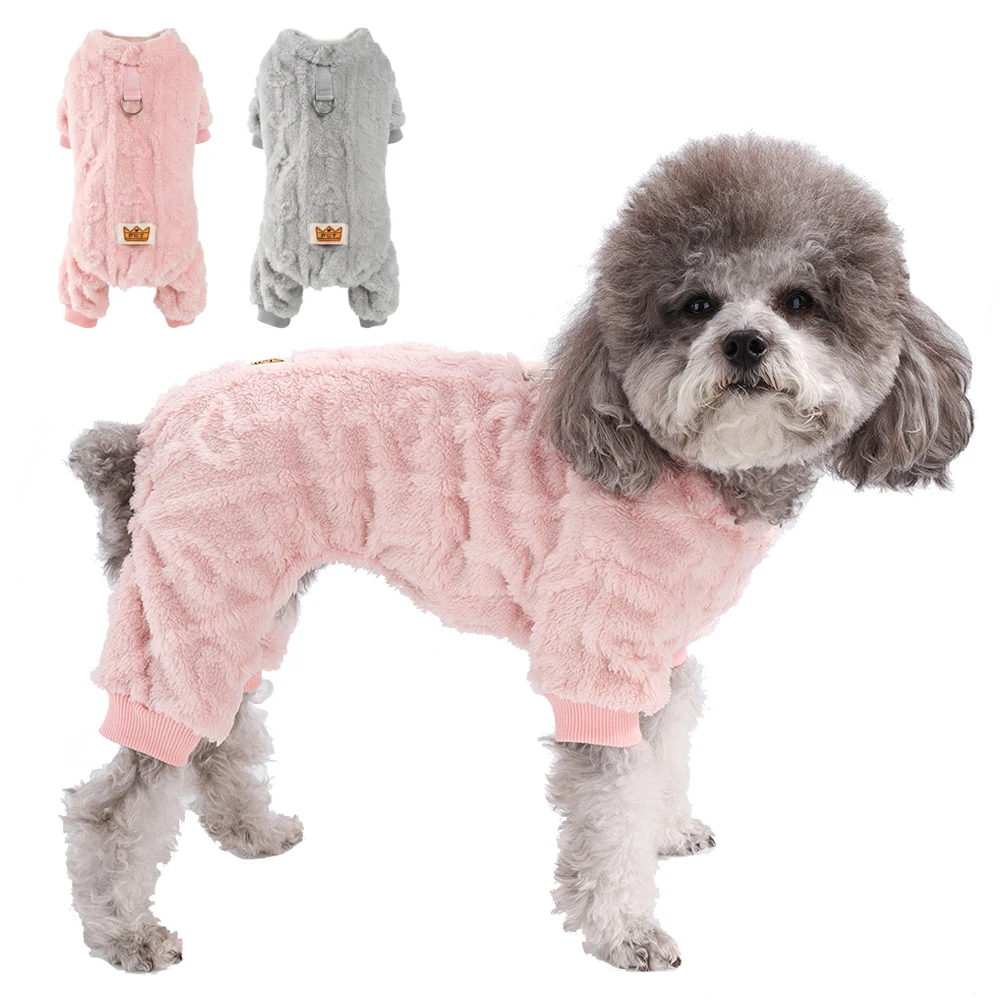 Warmer Hundeoverall, Haustierkleidung, weicher Plüsch-Welpenmantel mit Leinenring, Winterkleidung für Chihuahua, Pudel, kleine Hunde, Katzen-Outfits