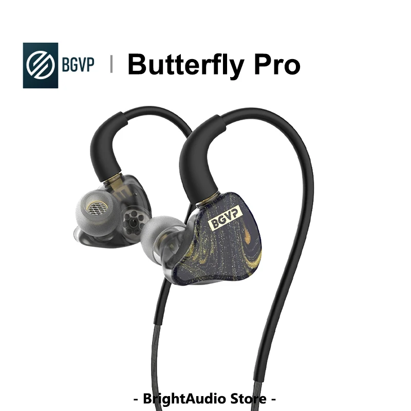 BGVP Butterfly Pro 1DD+1BA Hybrid Driver In-Ear Earphone Hi-Res Audio HiFi Music Earbuds MMCX Interchangeable Cable Wired IEM