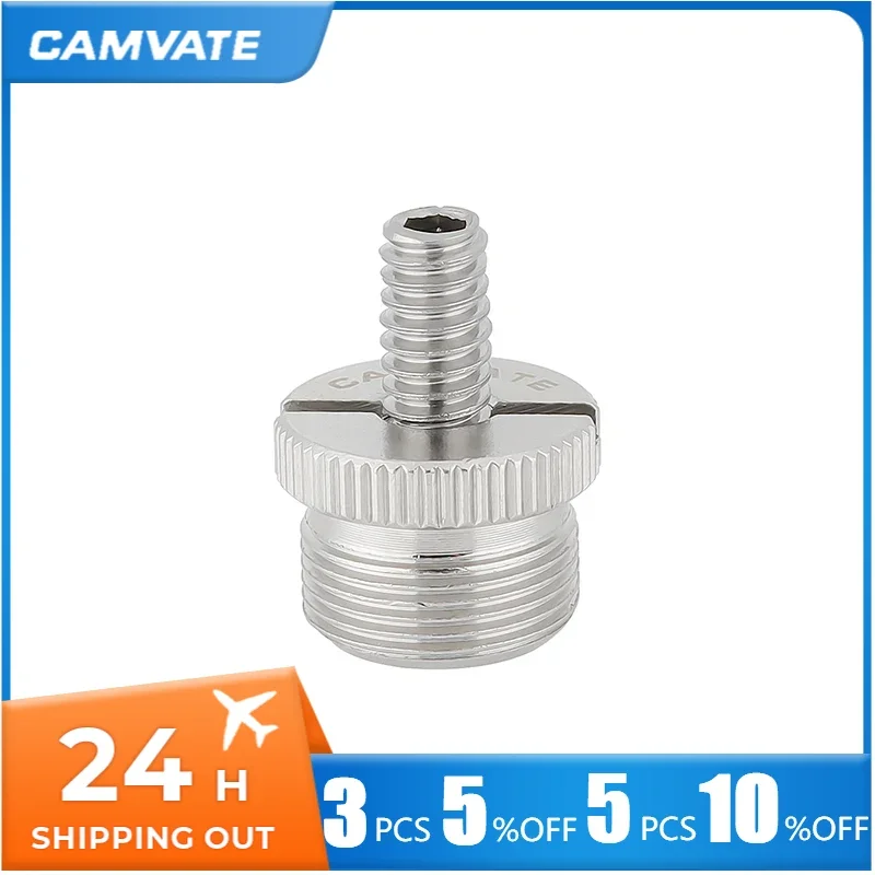 CAMVATE Mic برغي محول تحويل 5/8 "-27 ذكر إلى 1/4"-20 أنثى الموضوع ل DSLR كاميرا قفص تلاعب ميكروفون حامل حامل