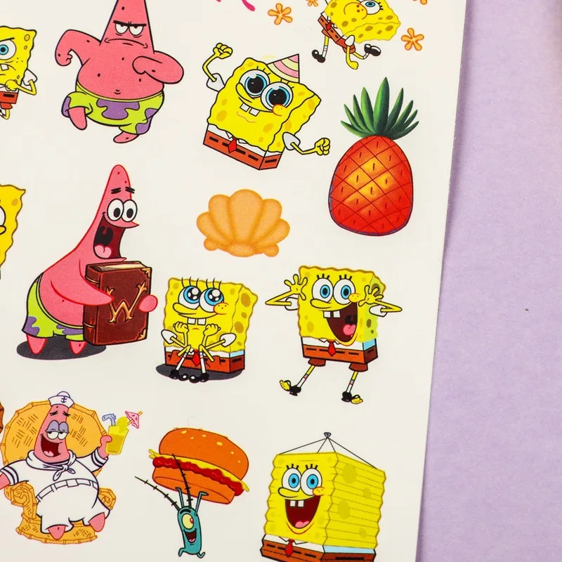 4Pcs New Cartoon Spongebob Temporary Tattoo Stickers Waterproof Funny Cartoon Kids Girls Birthday Gift Reward Toy