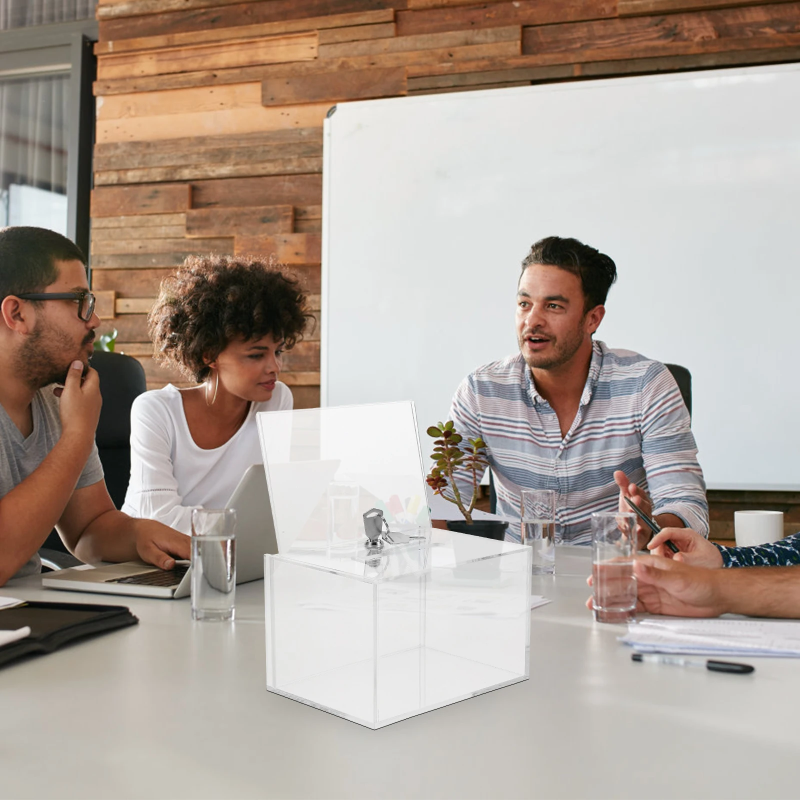 

Acrylic Clear Donation Box Lockable Large Ballot Suggestion Box Transparent Fundraising Collection Container For Office Voting