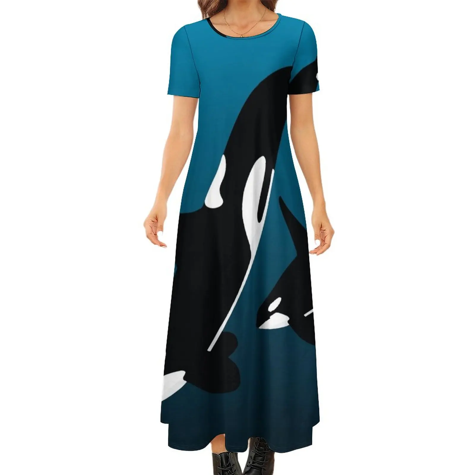 

MOTHER AND CHILD BLACK - ORCA Round Neck Short Sleeve Dress luxury dresses birthday dress for women luxury 2024