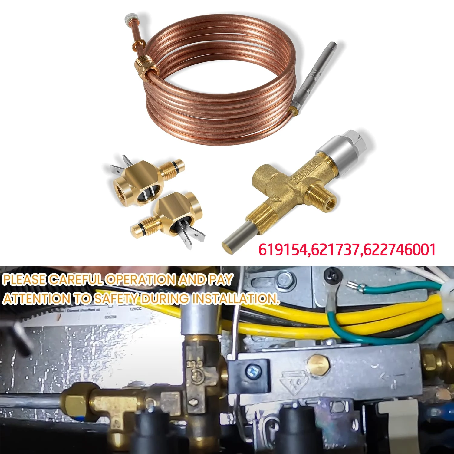 

619154 Thermocouple, 2Pcs 621737 Thermocouple Interrupter and 622746001 Gas Valve Extension Plug, for Norcold Refrigerator