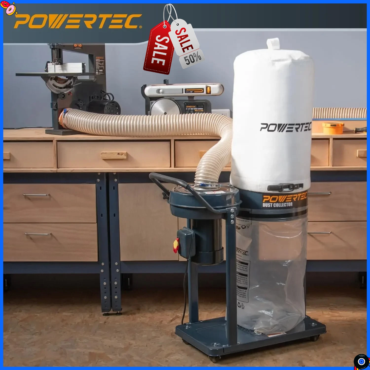 

Bestseller1 HP Dust Collector with 1 Micron Collector Bags and Mobile Base, Collectors with 800 CFM for WoodworkingLimited time