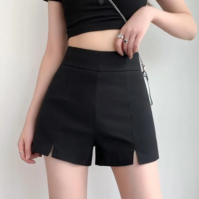 

Black High Waist Short Pants Women's Spring Summer New Fashion Versatile Casual West Pants Boot Matching A-Line Bottoms