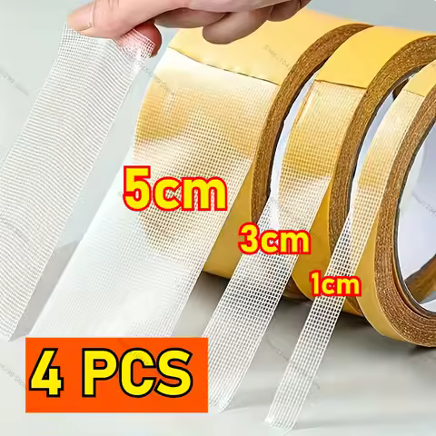 Double Sided Tape Sticky Waterproof Adhesive Fiber Mesh Tapes Double Sided Tape High Viscosity Grid Fiber Transparent