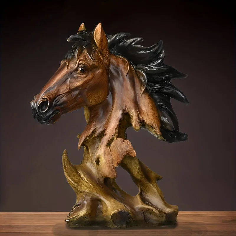 

Silence Is A Golden Ornament, Horse Resin Statue, Office Dining Table Decoration, Animal Horse Head Sculpture, Home Decoration