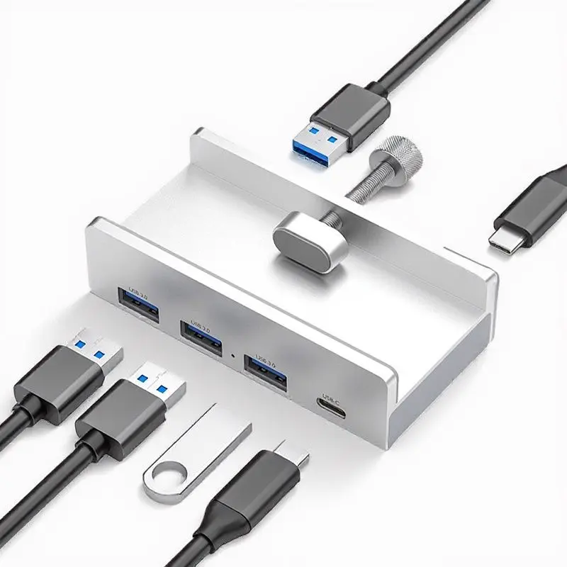 4 in 1 USB3.0 Hub with Power Supply USB Adapter USB3.0*3 USB-C Splitter Multiple Extend Dock for PC Computer Monitor