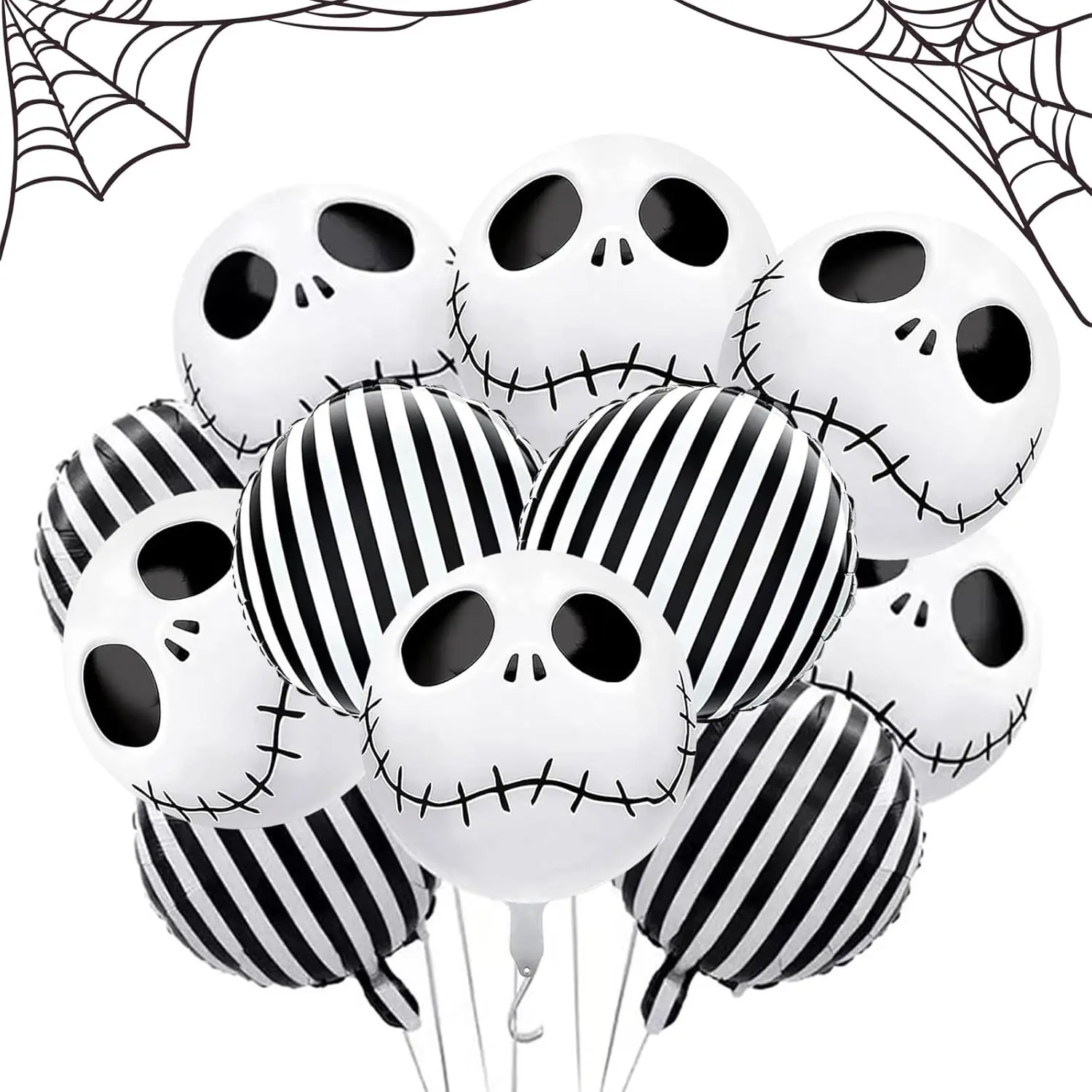 1Set Schädel Set Aluminium Folie Ballon Streifen Halloween Geburtstag Baby Dusche Hochzeit Party Dekoration Lieferungen