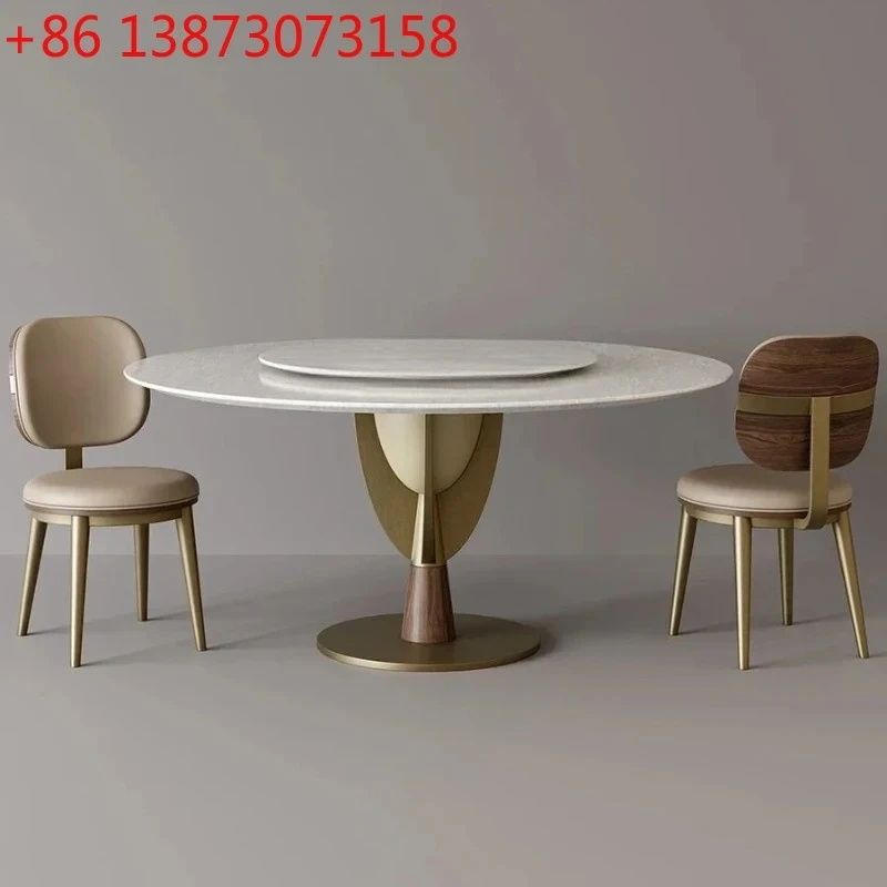 

Обеденный стол из натурального мрамора LJYNatural, итальянский современный, простой, легкий, роскошный, креативный, круглый, из камня.