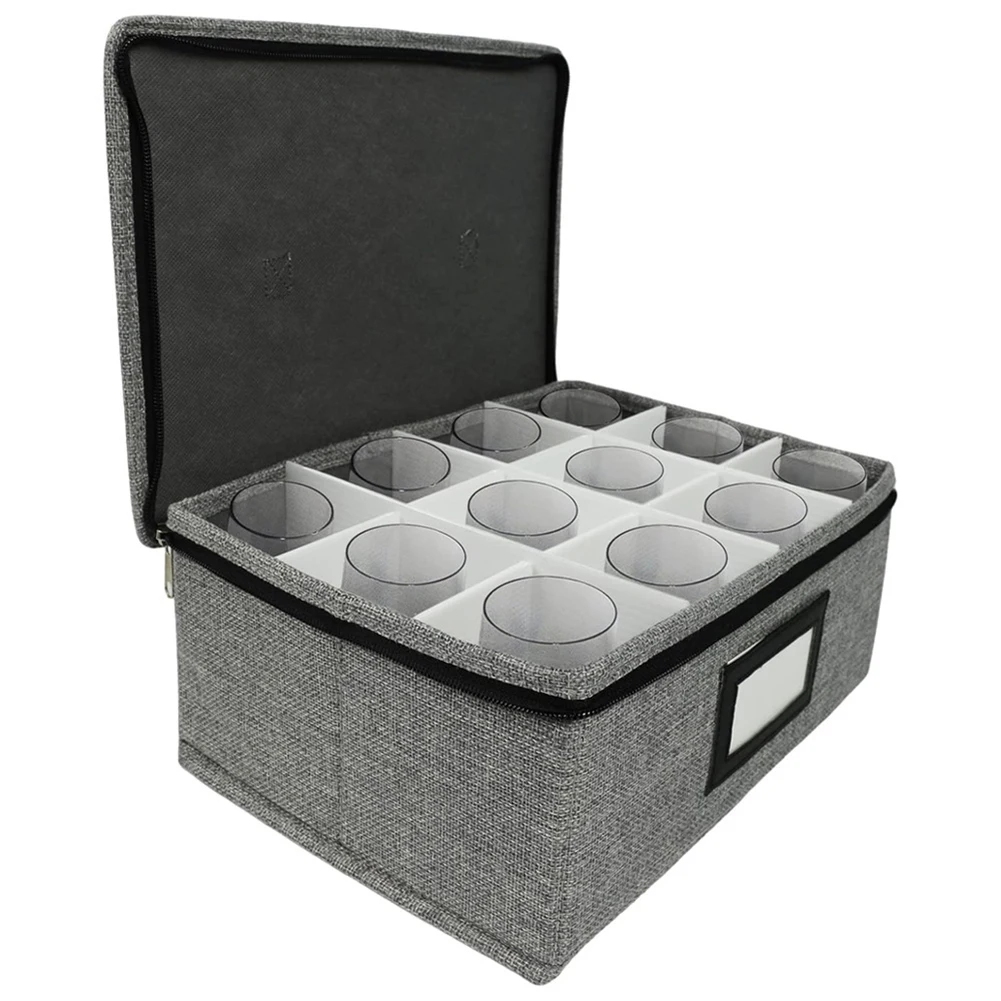 Glass Transport Box Oxford Fabric Container 12 Compartments Compartments For Whiskey Glasses Compartment Holder