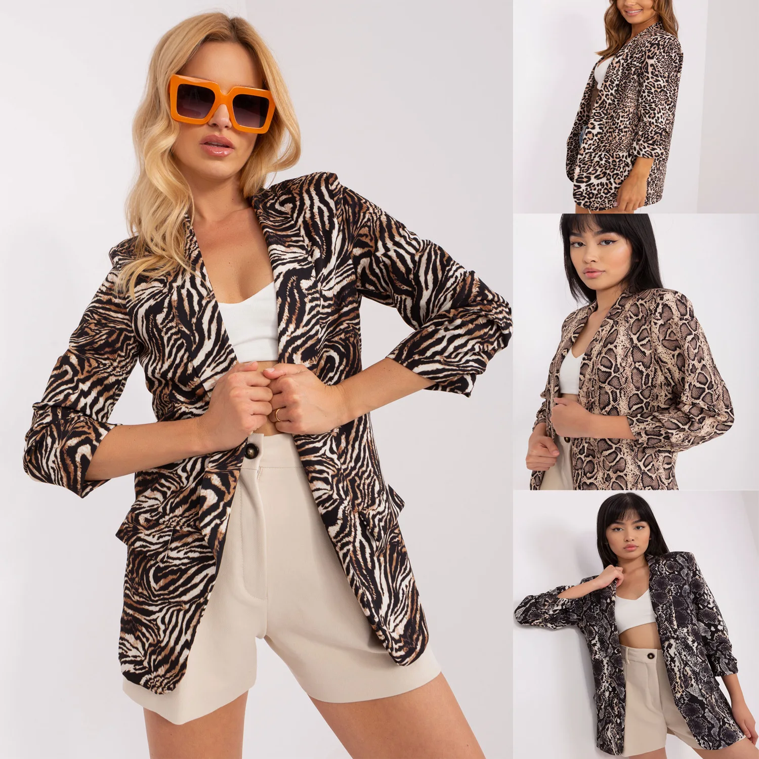 

TEELYNN Vintage Long Sleeve Leopard Print Blazers Jackets for Women Casual Notched Loose Oversize Coat Ladies Blazers Jacket