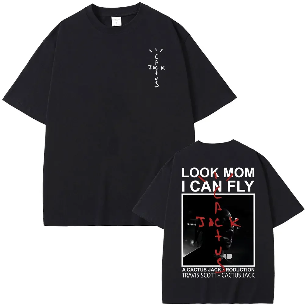 

Men Hip Hop Oversized Short Sleeve T-shirts Cactus Jack T Shirts Men's Look Mom I Can Fly Print Tshirt Streetwear Summer cotton