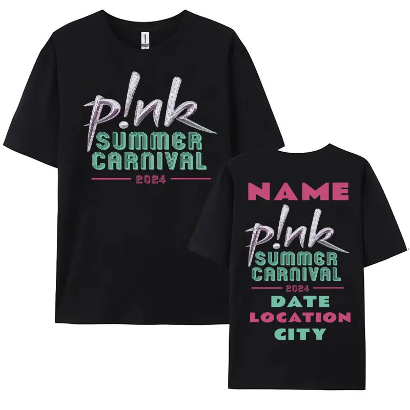 P!nk Pink Singer Summer Carnival 2024 Festival WORLD Tour Tee Shirt Women\'s Men Clothing Aesthetics Oversized T-shirt Streetwear