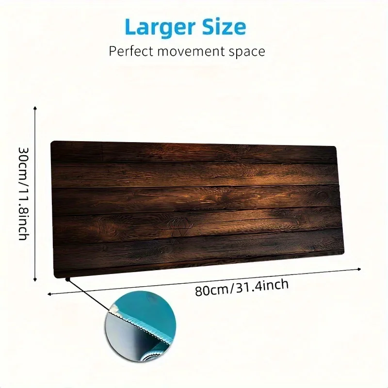 سجادة مكتب خشبية ريفية، مادة عالية الجودة، قاعدة مطاطية غير قابلة للانزلاق، حواف مخيطة دقيقة، سجادة متينة ومقاومة للماء