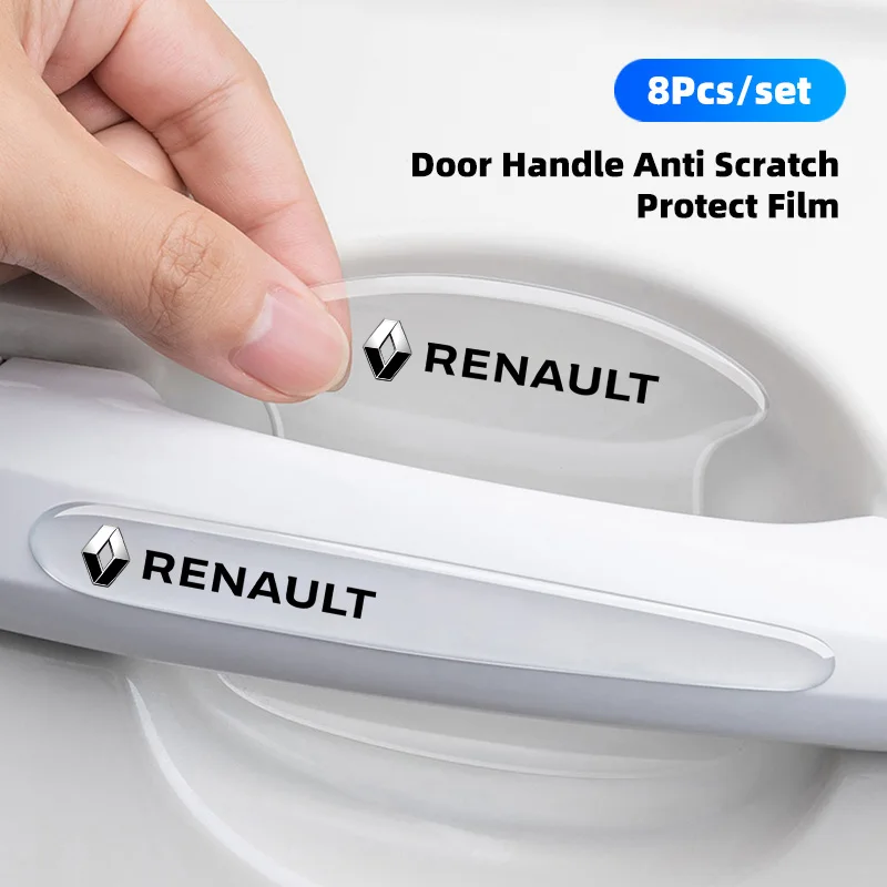 Film autocollant anti-rayures pour poignée de porte de voiture, 8 pièces, en TPU, pour Renault Clio Koleos Megane Espace QM6 Kadjar Captur Scenic Duster