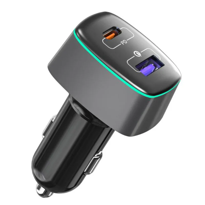 

Type C Car Charger PD 100W LED Dual USB + QC 3.0 Fast Charging Adapter Cable for IPhone 12 11 Pro Max 6 7 8 X Huawei