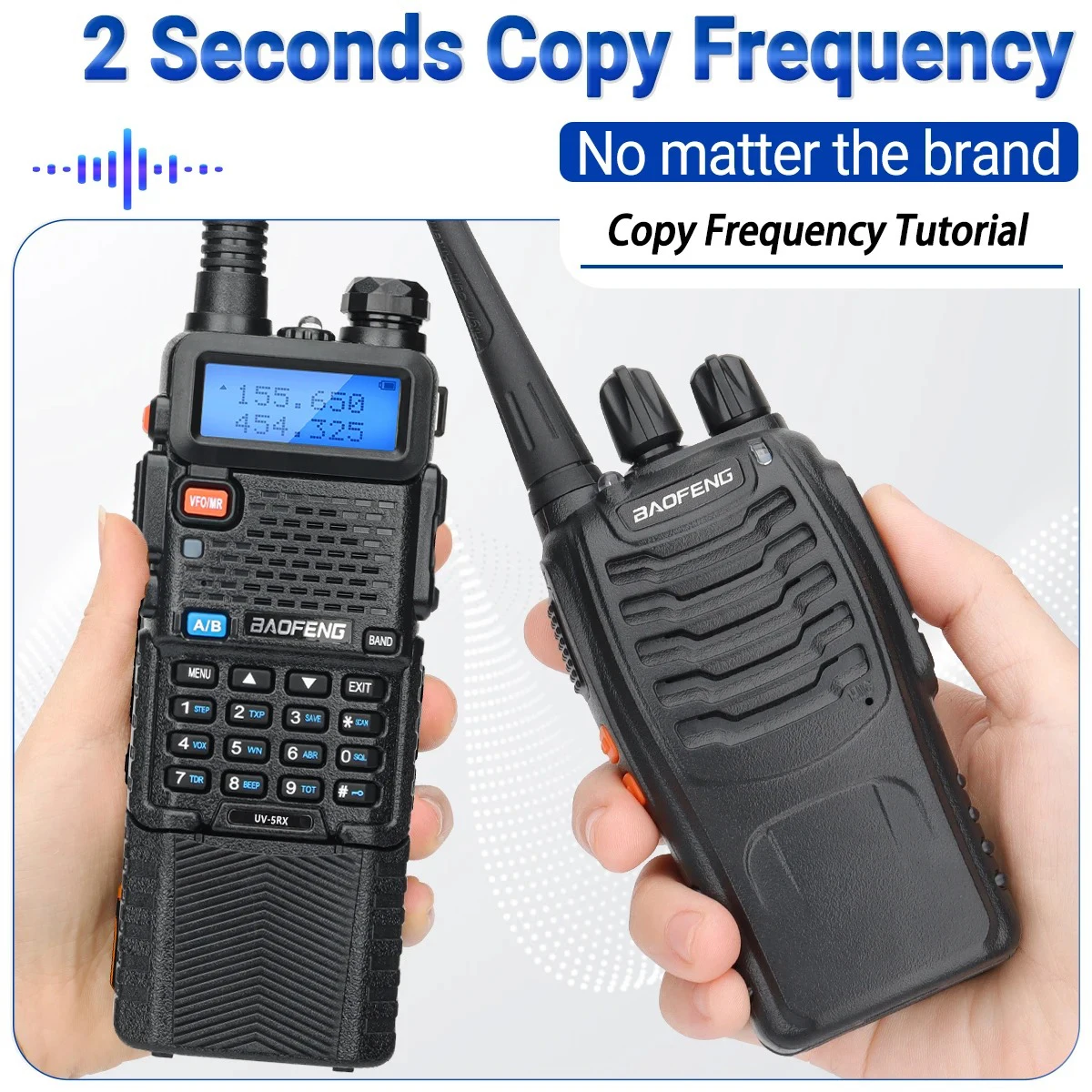 Baofeng UV-5RX Walkie Talkie Set 3800mAh Full Band Wireless Copy Frequency Long Range Ham Radio UV-5R K5 Portable Two Way Radio