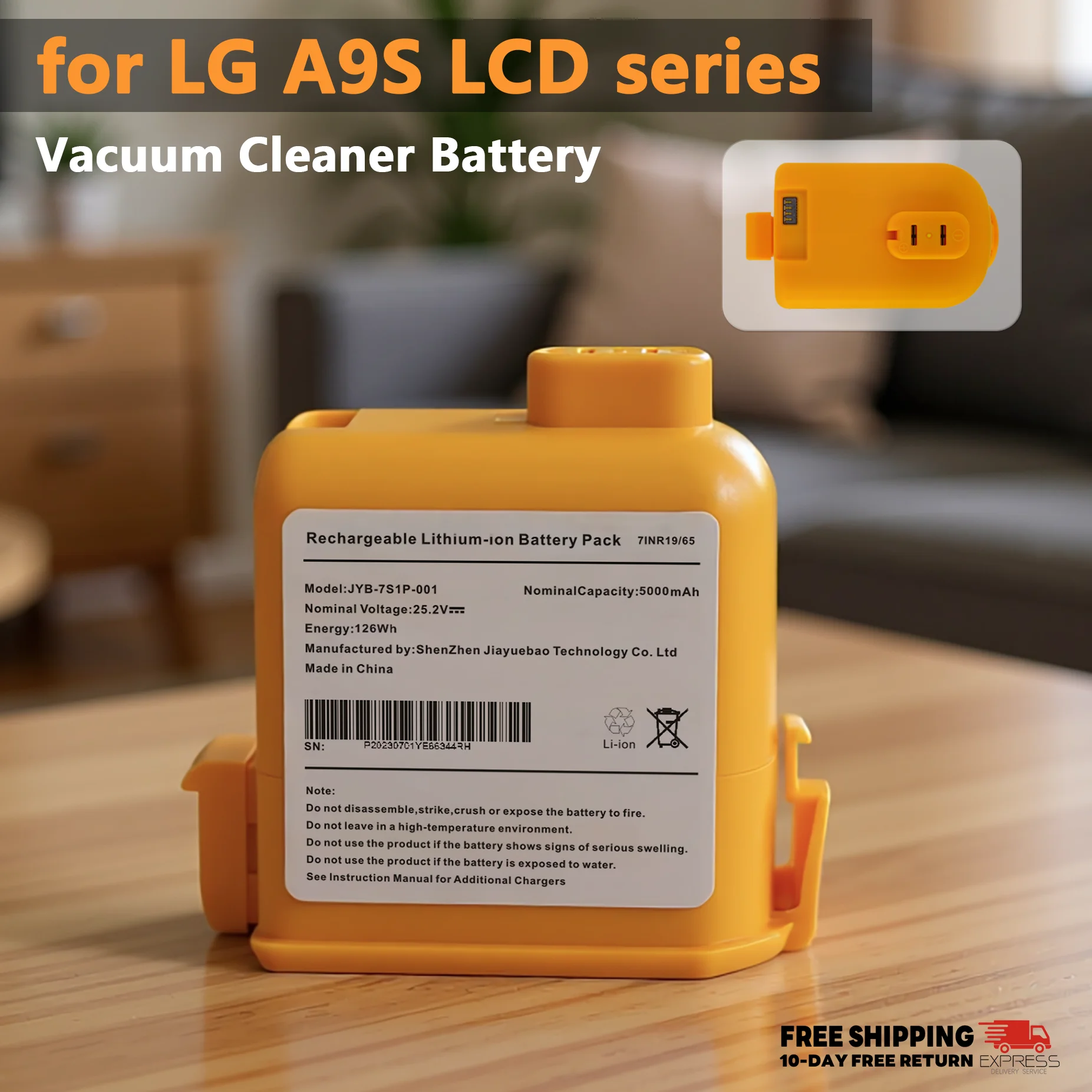 

Сменный аккумулятор для беспроводного пылесоса LG A9S, 5000 мАч, литий-ионный, совместим с O9884GE O9884TE O9884WE EAC63382216