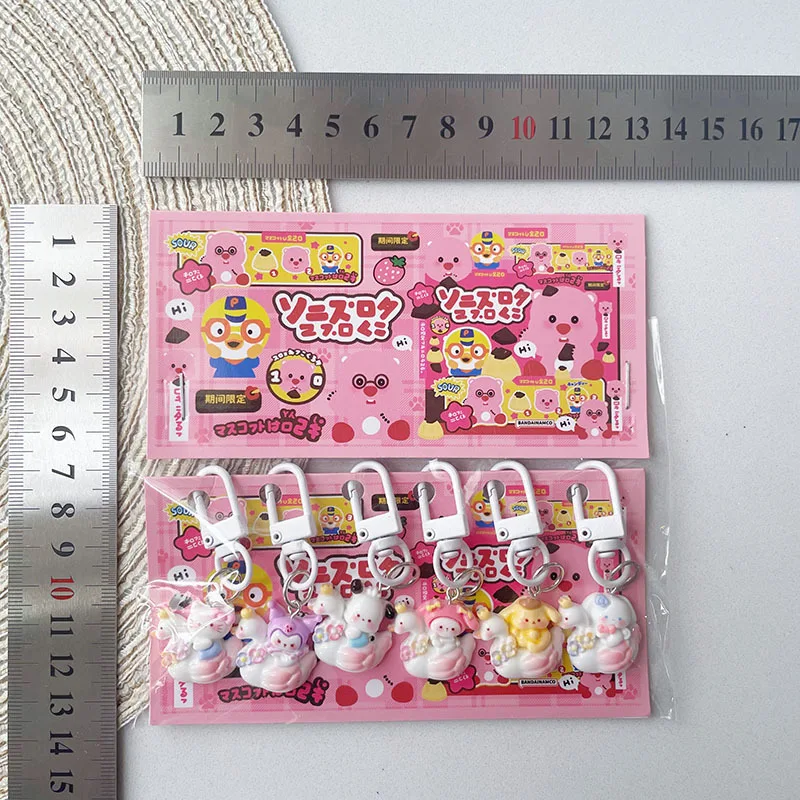 6Pcs Sanrio Accessories Pendant Cartoon Resin HelloKitty Kuromi Keychain Set Small Gift Girls Cute Student Bag Hanging Card Gift