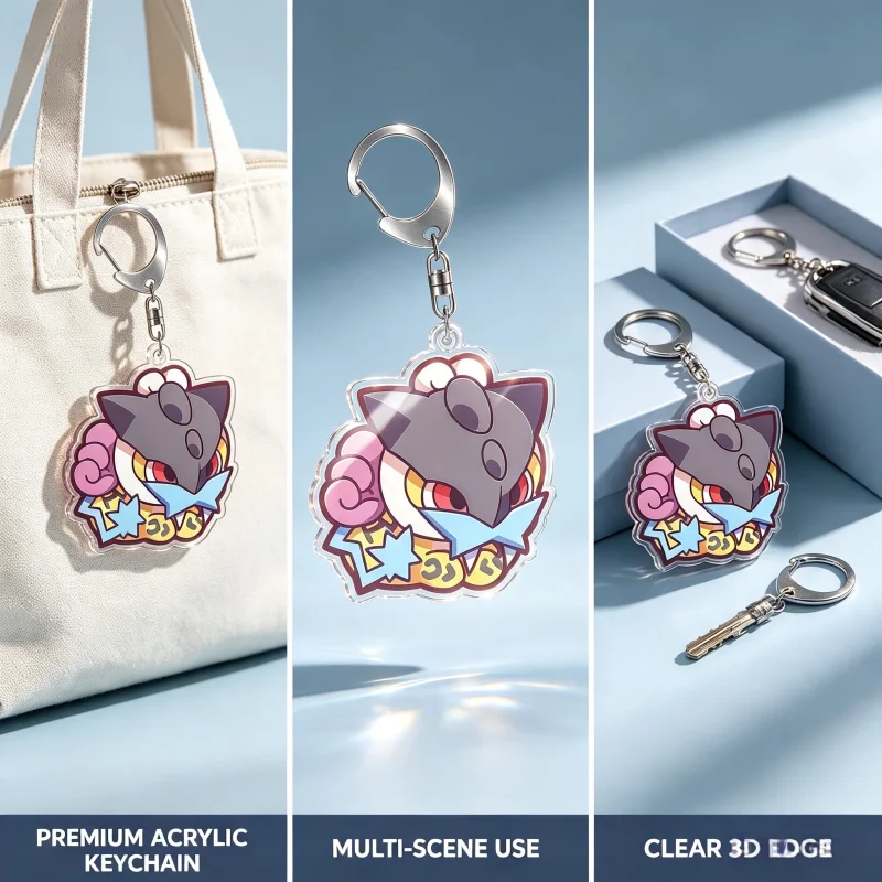 Keychain for Pokemon Skitty Espeon Rosa LillieAcrylic Homemade Cartoon Anime Backpack Pendant Decoration Collection Fans Gift5cm view 6