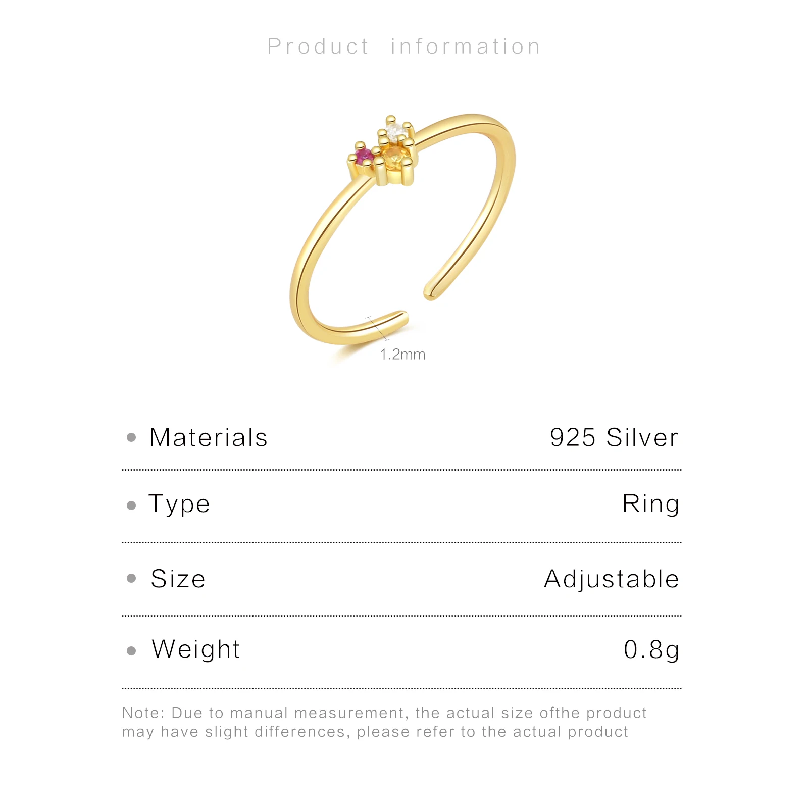 ANDYWEN 100% 925 Sterling Silver Open Rainbow CZ Colorful Resizable Rings Adjustable Wedding Luxury Jewelry Circle For Women image 3