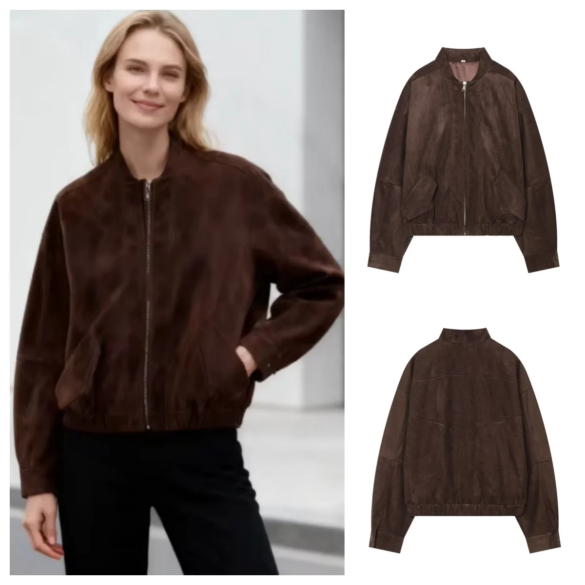 Women's Jacket 2026 New Fashion Button-Decorated Pocket Loose Stand Collar Long Sleeve Unique High Street Elegant Ladies' Coat
