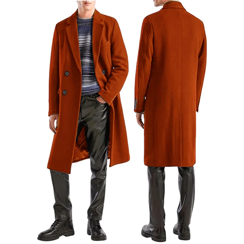 Jackets Men Long Trench Winter Warm Man's Coat Wool Blend Lined Street Outerwear Fashion Trend Trench Men's Clothing EU Size