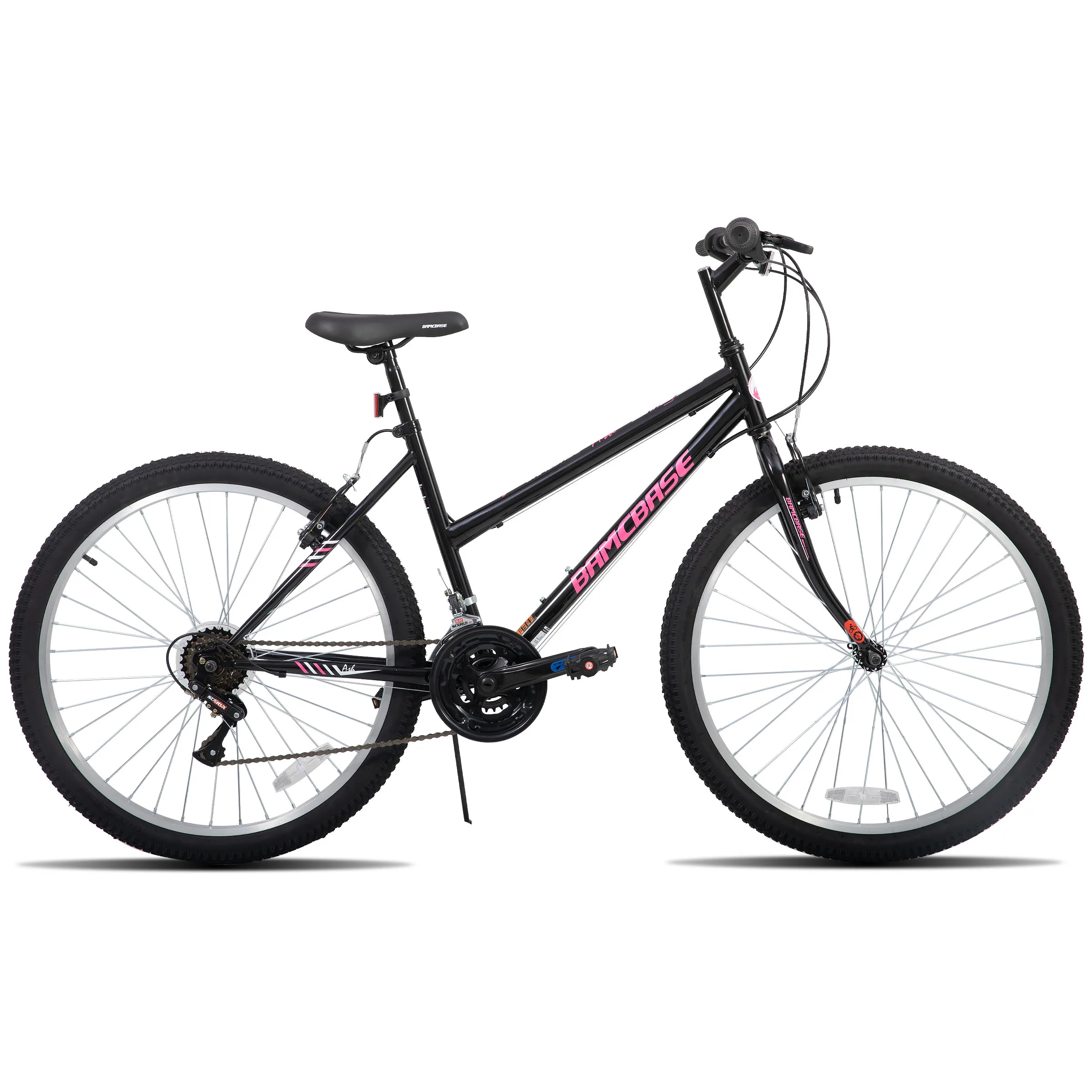 HILAND Bamcbase dames mountainbike, 24 26 inch 18 snelheden hybride woonfiets voor volwassenen, sport hardtail trail MTB